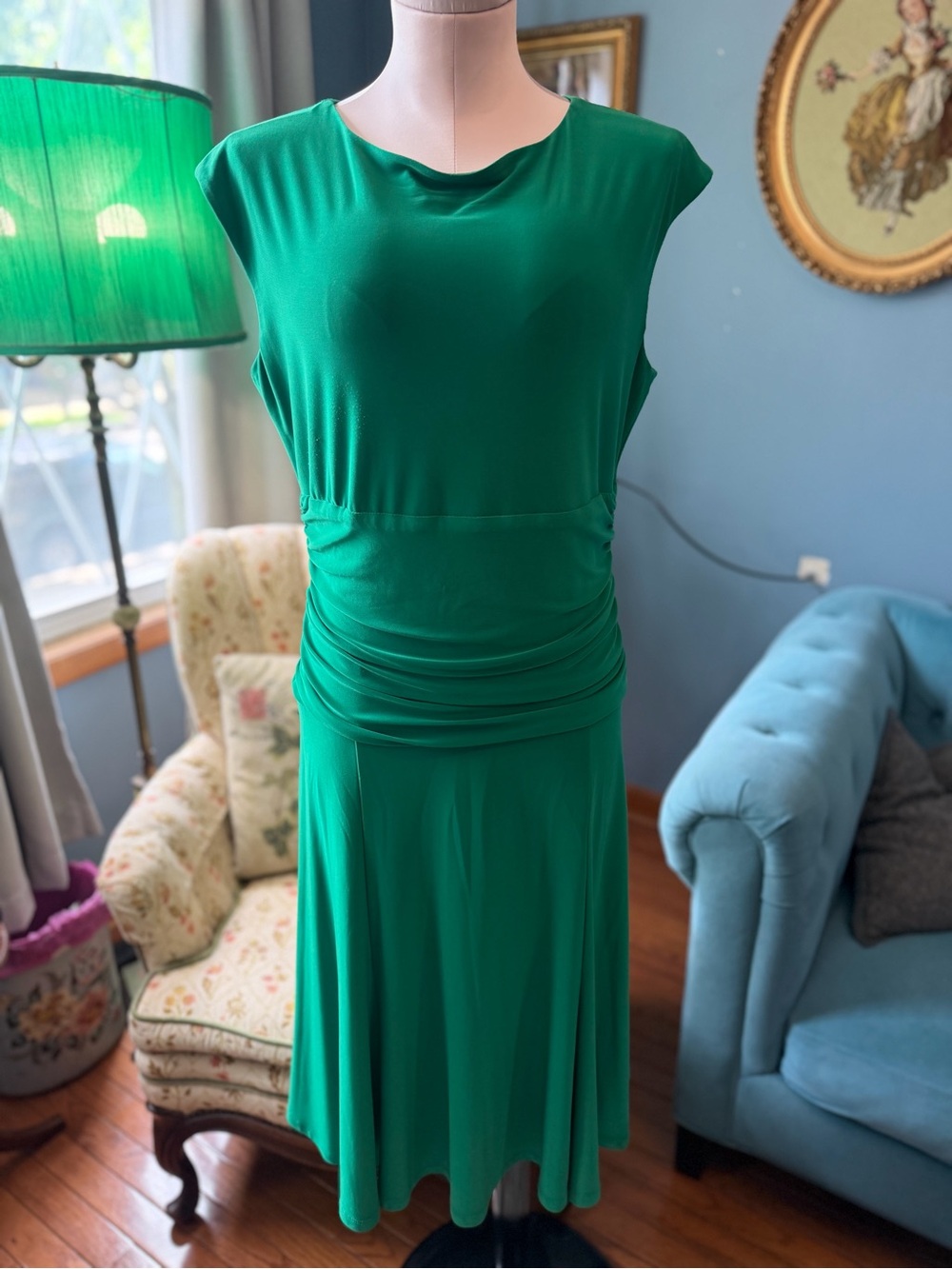 American Living Emerald Green Cap-Sleeve Midi Dress